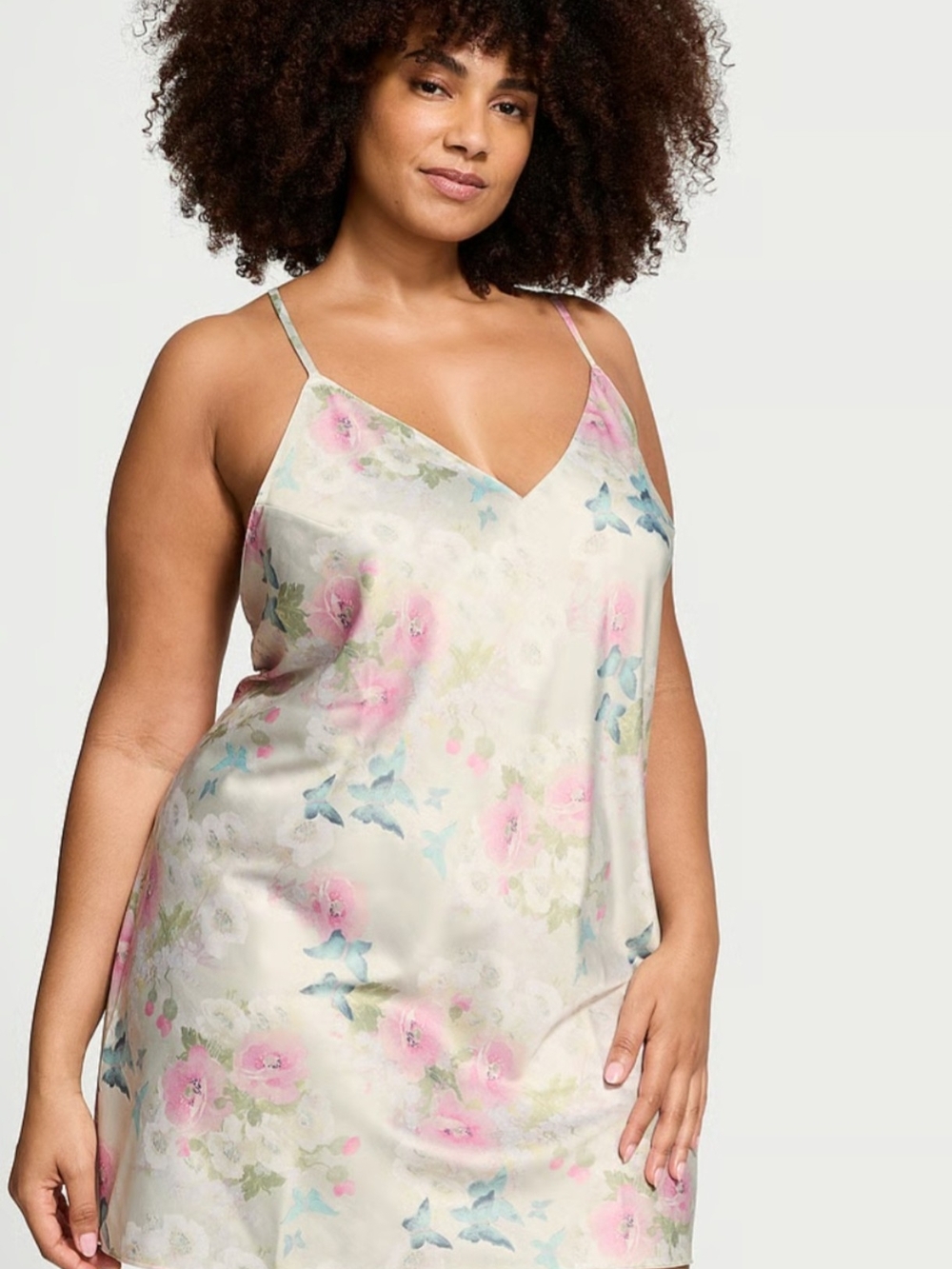 NWT Victoria's Secret Butterfly Satin Floral Slip Size Large